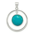 thumbnail image 1 of 925 Sterling Silver Circle Shaped Turquoise Pendant, 1 of 2