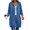 Blue, variant on Vivianyo HD Women's Mid Length Dual Zip Up Hooded Sweatshirt, Contrast Stitch Patch Pocket Long Sleeve Fleece Hoodie for Daily Commute Wear, Sizes S-2XL