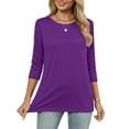 thumbnail image 2 of MOSHU 3 Pack 3/4 T Shirts for Womens Crew Neck Womens Shirts Dressy Basics Tees Casual Loose Fit Fall Tops, 2 of 10