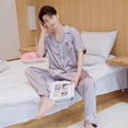 thumbnail image 1 of Conjunto de Pijamas de Satén CM-TOP de Verano para Hombre Elegancia y Comodidad 2 Piezas M, 1 of 5