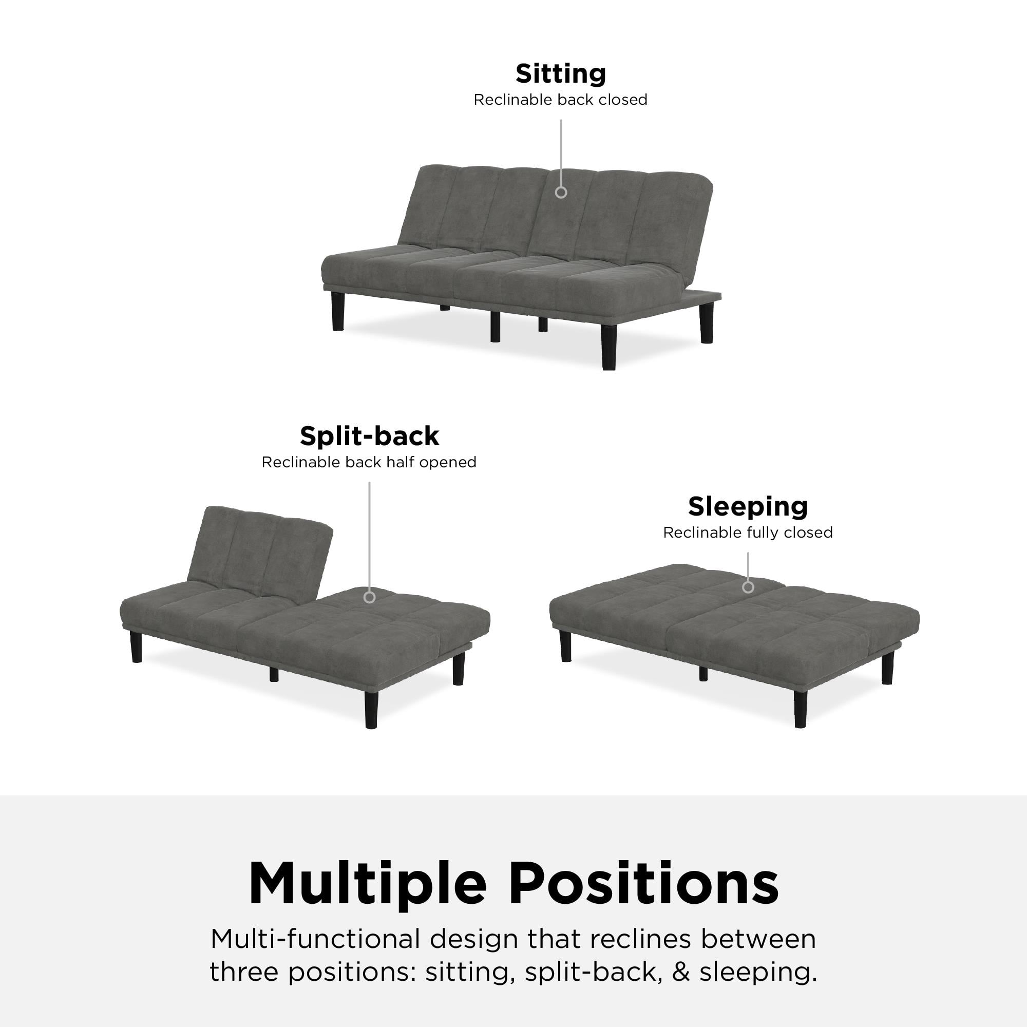 Mainstay Brandclub Mainstays Channel Cushion Futon Gray Microfiber