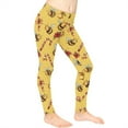 thumbnail image 3 of COEQINE Christmas Girls Leggings Buttery Soft Bee Print Candy Cane Yellow Yoga Pants Full Length High Waist Tummy Control for Jogging Running for 12-13 Years Kids Girls, 3 of 7