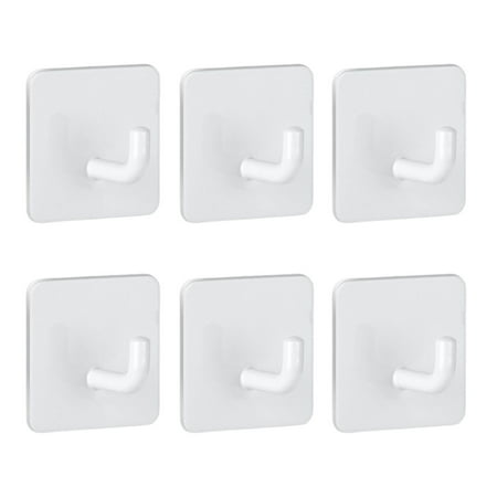 

Shebeky 6Pcs Wall Storage Hooks Strong Load-bearing Punch Free Simple Installation Self-Adhesive Stainless Steel Hooks Set