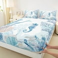 thumbnail image 3 of jejeloiu Cute Seahorse Twin Sheet Sets,Watercolor Coral Twin Fitted Sheet,Ocean Theme Flat Sheet For Girls,Breathable Home Decor,3 Pieces, 3 of 7