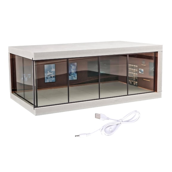 1/64 Scale Diecast Model Car Display Case with LED Light and Acrylic Cover Scene Parking Lot Dioramas Storage Garage Box
