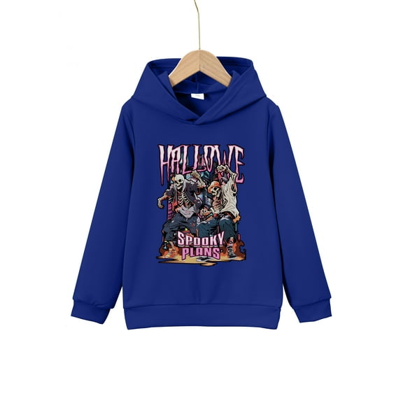 Mikrdoo Halloween Street Style Skeleton Print Boys Casual Pullover Long Sleeve Hoodies,13-14T Boys Sweatshirt For Spring Fall, 5-14Y Kids Hoodie Tops Outdoor