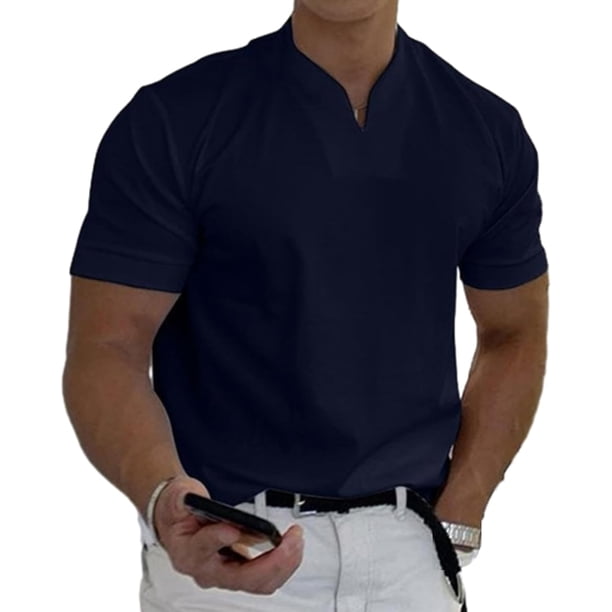 Conationfirm Camisa para hombre, camisetas ajustadas con cuello en V, camisetas deportivas para entrenamiento de gimnasio