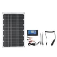 thumbnail image 2 of Panel solar monocristalino de 18 W con controlador de carga USB dual de 30 A para camping y vehículos recreativos, compatibilidad de 12 V/24 V, 2 of 8