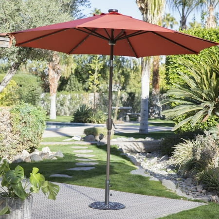 Hampton Bay 9 Ft Steel Tilt Patio Umbrella In Emerald Coast From C Coast 9 Ft Steel Solar Lighted Push On Tilt Patio Umbrella