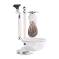 thumbnail image 2 of Bey-Berk International BB24 Mach 3 Razor & Pure Badger Brush with Soap Dish Chrome Plated White Enamel, 2 of 2