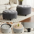thumbnail image 6 of 2BYF Large Round Storage Ottoman Coffee Table Set of 2, Modern Button Circle, Upholstered Footrest Stool, 6 of 6