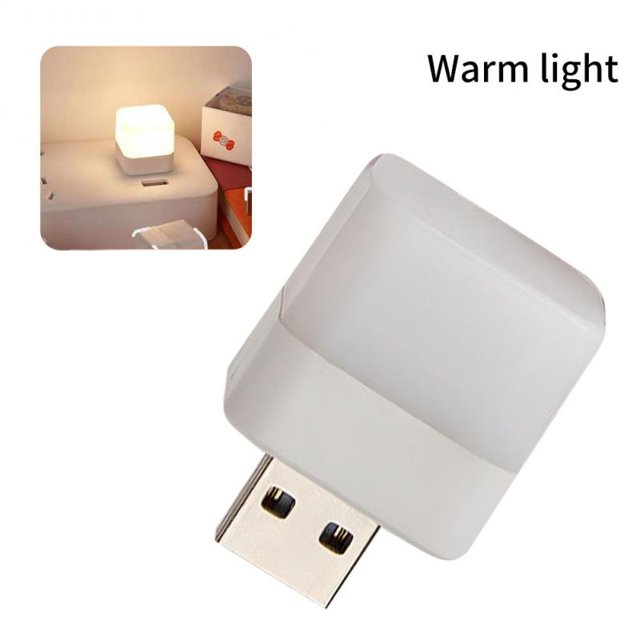 Luz nocturna USB pequeña, luz LED de 5V, lámpara con enchufe USB, carga de energía móvil para PC, Mini lámparas de libro, protección ocular, luz de lectura cuadrada Tan Jianjun unisex