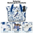 thumbnail image 2 of Tote Bag for Women - Blue Pioneer Flower and Bird Shoulder Bag - Large Utility Work Duffle Bag with Zipper Handbag for Travel, Work, Sprots, 2 of 5