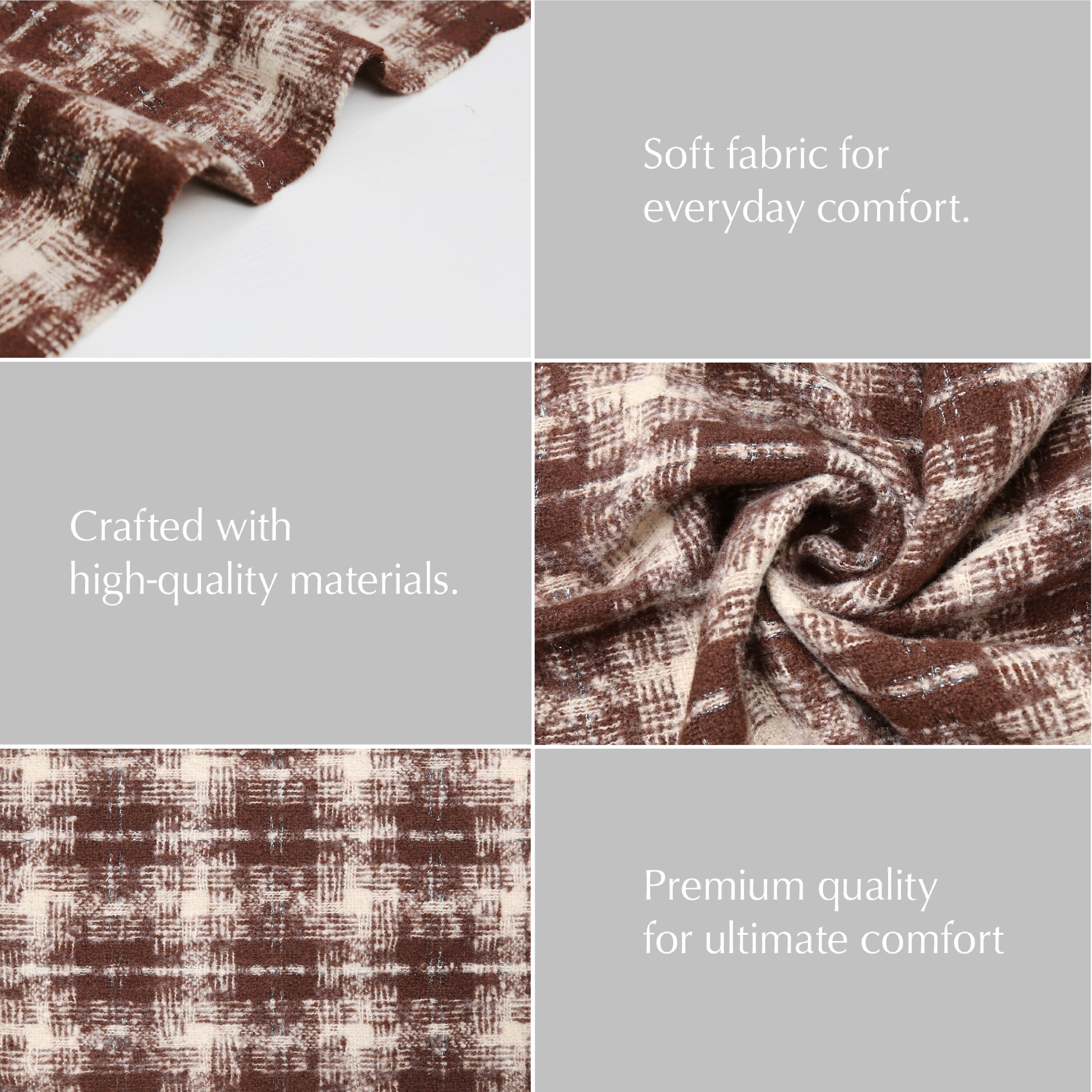 BASICO Fall Scarf for Women, Winter Scarf, Women's Scarves & Wraps, Blanket Scarf, Fall Accessories (17 Colors) (Ombre Check - Brown)