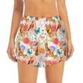 thumbnail image 2 of Balery Flowers And Birds Watercolor Pattern Women's Running Shorts with Liner 2 Pockets Elastic Workout Athletic Gym Yoga Shorts-Large, 2 of 7