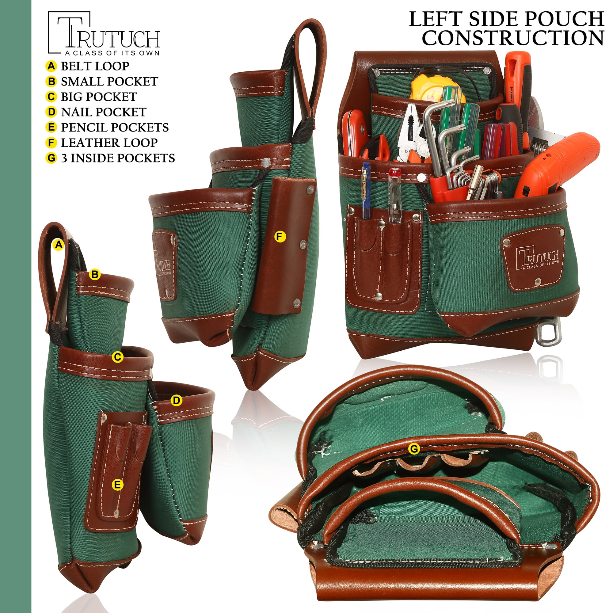 Trutuch Nylon And Leather Tool Belt Nylon Tool Pouch Set Nylon Tool Bag  Tool Bags For Carpenter