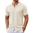 thumbnail image 6 of COOFANDY Men's Knit Button Down Shirt Vintage Short Sleeve Polo Shirts Casual Beach Shirts, 6 of 8