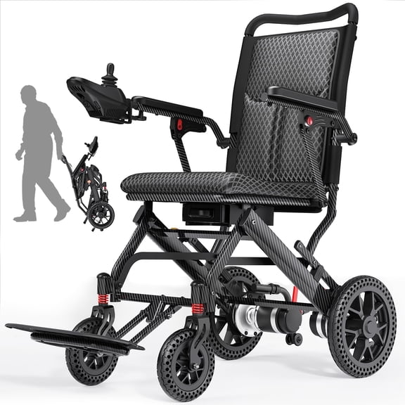 Lightweight Electric Wheelchairs for Adults, 15/30 Miles Portable Motorized Wheelchair with 12Ah Lithium Battery