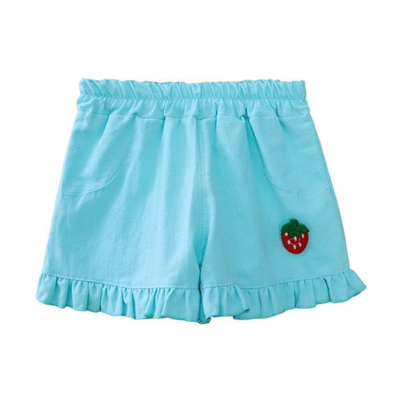 Ketyyh-chn99 Baby and Toddler Girls Bike Shorts Toddler Jeans Shorts Girls Summer Straight Leg Stretchy Trendy Ruffles Denim Short Casual Solid Color Distressed Pants Size for 18-24 Months,Blue