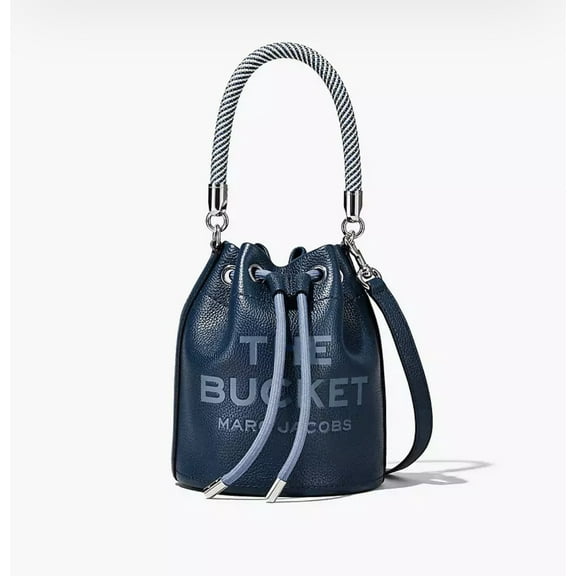 Marc Jacobs The Leather Mini Bucket Bag Crossbody Blue Sea