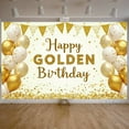 thumbnail image 3 of Glittery Happy Golden Birthday Banner Star-themed Golden Birthday Banner Balloon Decorated Dripping Design Celebration Banner for Birthday Party Anniversary Celebration Indoor Decoration, 3 of 9