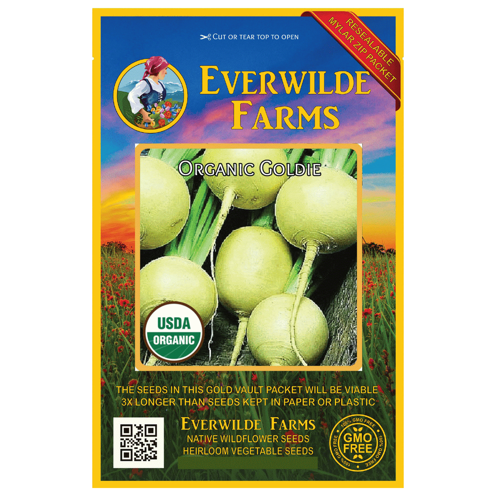 Everwilde Farms 250 Organic Goldie Turnip Seeds Gold Vault Jumbo