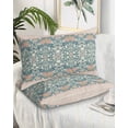 thumbnail image 2 of Teal Pink Geometric Pillow Covers Queen Size 2 Pack, Vintage Floral Watercolor Boho Soft Bed Throw Pillowcases Breathable Cooling Long Lumbar Body Pillow Sham Cover for Bed Sofa 20''x30'', 2 of 7