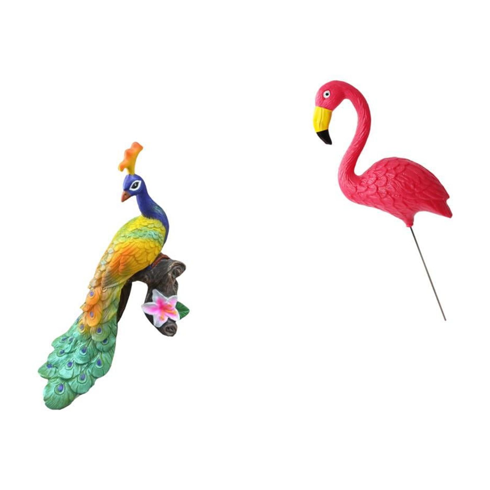 Miulika Peacock Bird Sculpture Figurine Decorative Garden Ornament Statue for Home Yard Art Fairy Accessories Flamingo Stake Holiday Spring