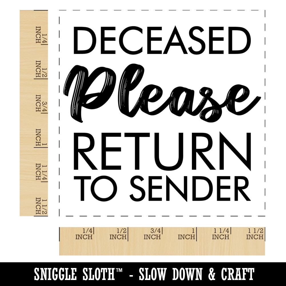 Deceased Please Return to Sender Mail Denial Self-Inking Rubber Stamp Ink Stamper - Blue Ink - Large 1-1/2 Inch