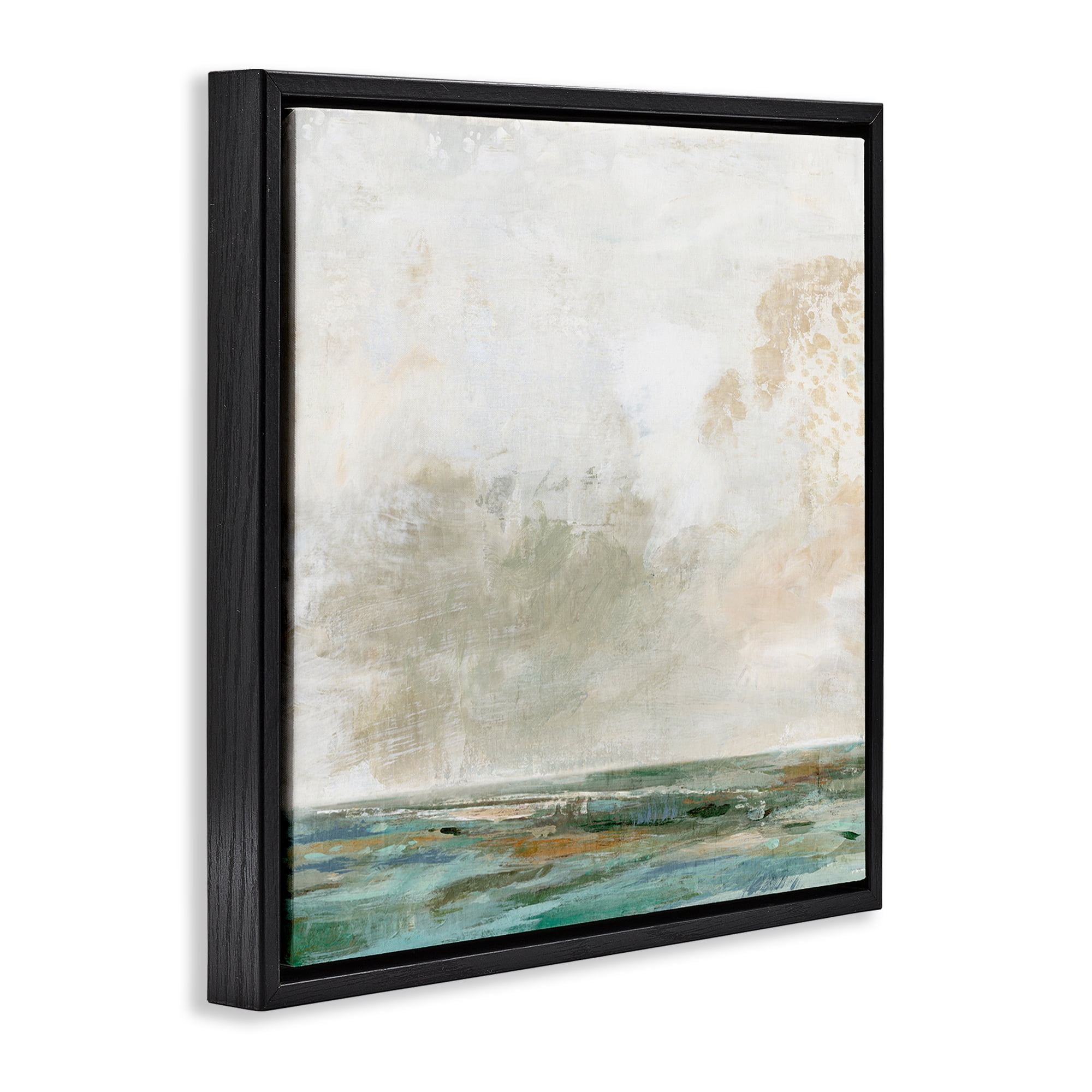 Stupell Industries Rustic Seascape Neutrals Abstract Painting Black Floater Framed Canvas Art Print Wall Art, 18 x 18