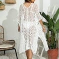 thumbnail image 6 of New Spring Fashion AXXD White Bathing Suit Cover Up Women Sexy One Line Neckline Hollowed Out Woven Shirt Beach Bikini Cover Up, 6 of 9