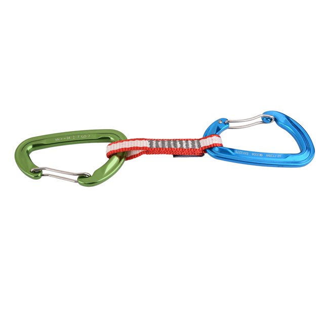 Mosquetón de rescate para escalada en roca al aire libre de 24KN, cierre de seguridad, hebilla D, azul + verde