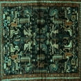 thumbnail image 1 of Ahgly Company Indoor Square Animal Turquoise Blue Traditional Area Rugs, 3' Square, 1 of 4