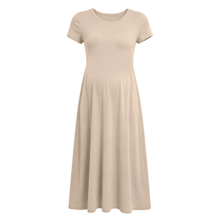Fchengtais Maternity Maxi Dress Short Sleeve Crewneck Pregnancy Dresses Summer Casual Loose Maternity Outfits for Baby Shower, Infant Girl's, Size: