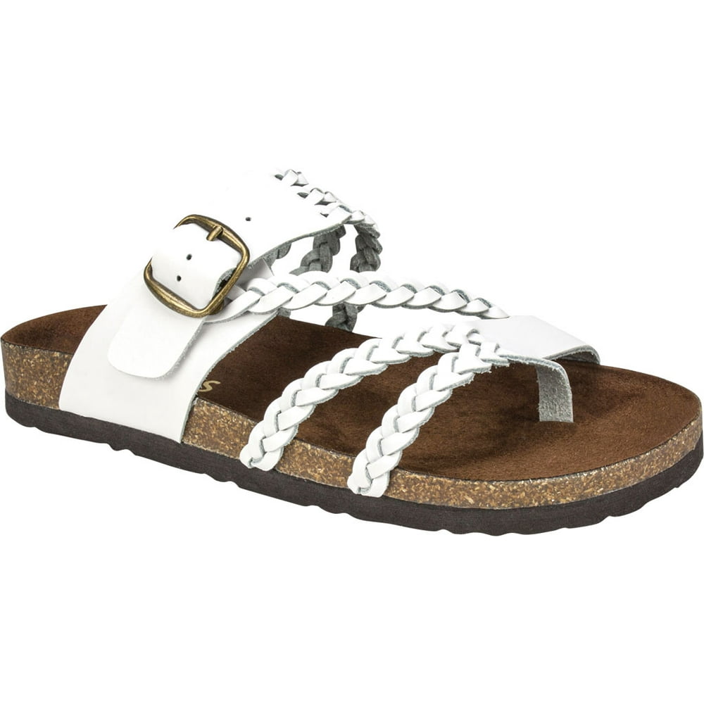 white toe loop sandals