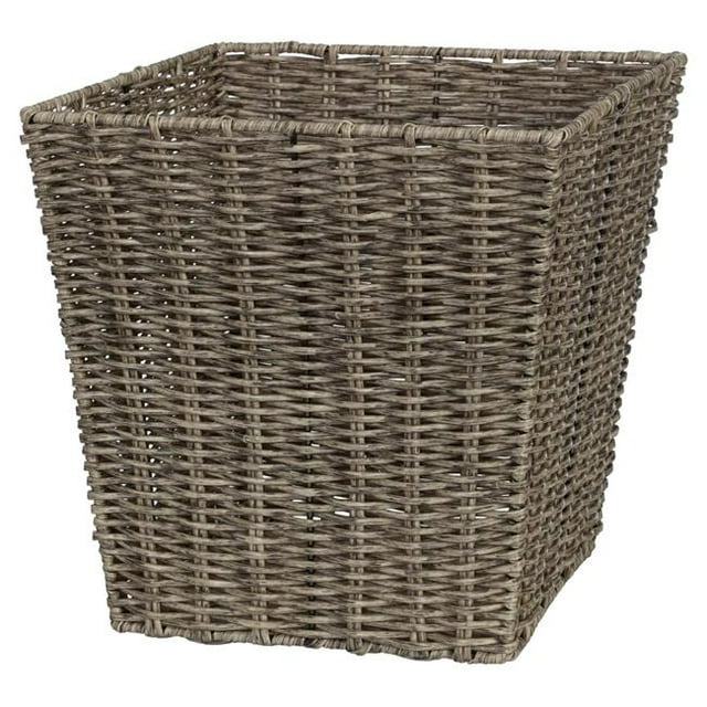 Creative Bath 33527-GR Capri Hand Woven Poly Rattan Waste Basket - Gray