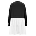 thumbnail image 6 of ShomPort Women's Fall Sweatshirt Casual Crewneck Long Sleeve Patchwork Dress Tops Cute Print Mini Dress, 6 of 7