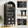 thumbnail image 4 of SLSY 71-inch Tall Arched Kitchen Locker with Glass Doors, Vintage Wooden Arched Cabinet, Luxurious Arched Bookshelf, 4 Shelves and 2 Drawers, Suitable for Kitchens, Dining Rooms, and Living Rooms ., 4 of 8