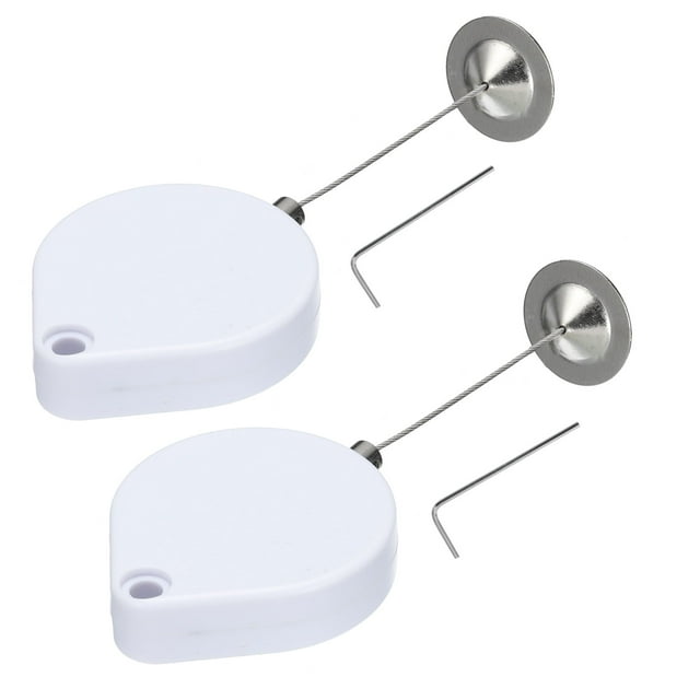 Unique Bargains Verrouillage de Câble de Sécurité Rétractable Verrouillage de Sécurité de Contrôle à Distance Rond, pour TV, Verrouillage de Câble Matériel 2Set Blanc