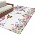 thumbnail image 2 of Area Rug 48×72in, Spring Watercolor Flower Hummingbird Floor Carpet Living Room Rug, Garden Floral Art Non-Slip Welcome Mat Indoor Rugs for Bedroom Dining Room, 2 of 9