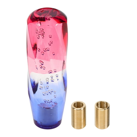 Unique Bargains Twisted Pattern Crystal Shift Knob Gear Shifter Knob Acrylic Stick Shifter Lever Knob for Automatic and Manual Vehicle with 2 Adapter Red White 1 Set
