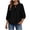 Black, variant on Women's V Neck Bow Tie Button Down Shirt Loose Pleated Three Quarter Sleeve Blouse Casual Lightweight Summer Top