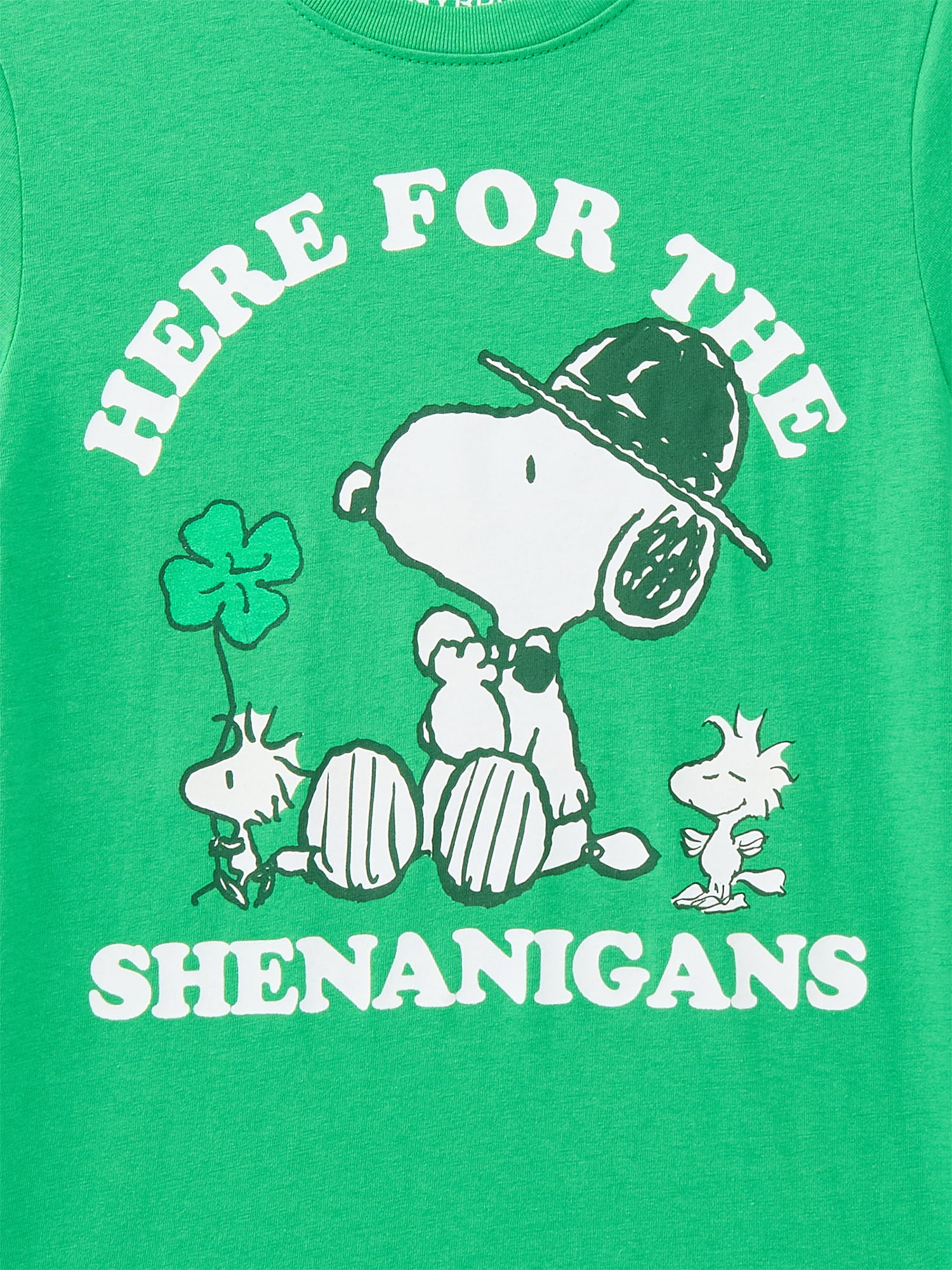 Peanuts Snoopy & Woodstock Little Boys and Big Boys St. Patrick's Day Graphic Tee with Short Sleeves, Sizes 4-18