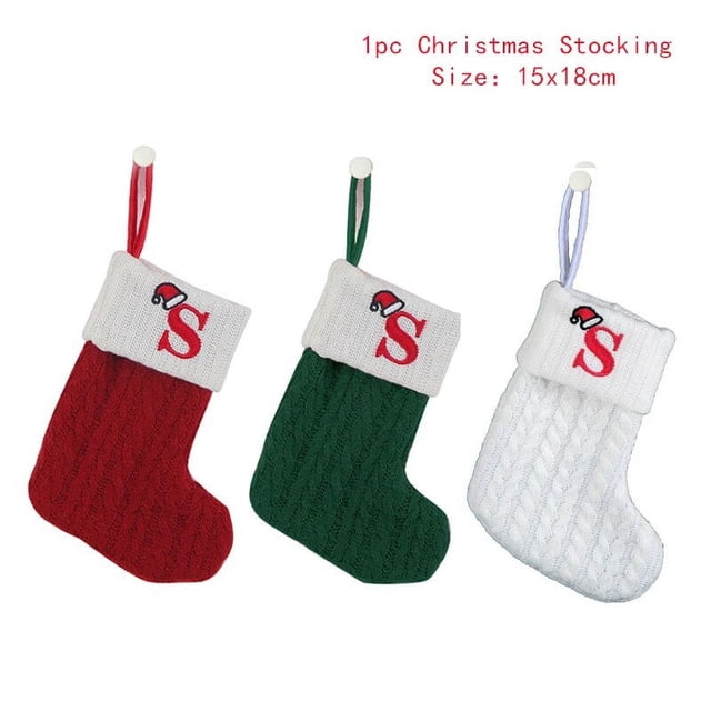 Calcetines navideños con estampado de copo de nieve, medias con letras tejidas, bolsas de regalo, decoraciones navideñas para el hogar, Año Nuevo, 2024