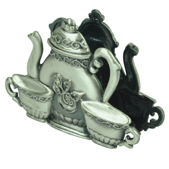 Business Card Holder Coffee Pot 2 Cups Glory Land Pewter Desk Home Décor