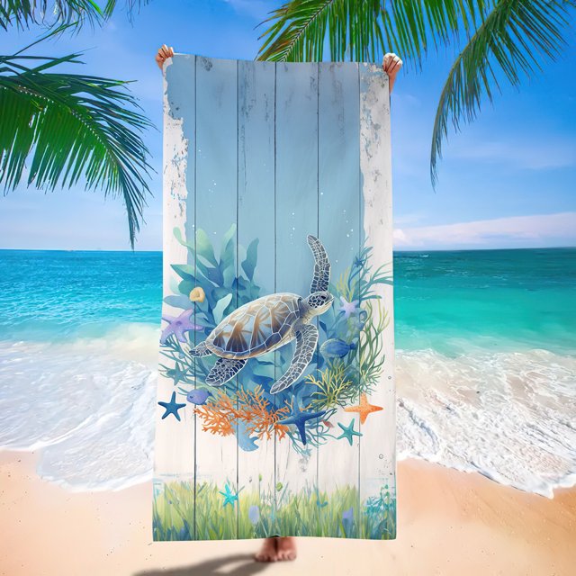 Turtle Pattern Beach Towel, Microfiber Absorbent Bath Towel, Quick-drying Double-sided Velvet Beach Towel -week