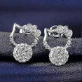 thumbnail image 2 of Sparkling Ball Cute Kitty Round Cut Cz Cute Cat Silver Plated Earrings, 2 of 5