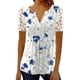 thumbnail image 1 of Mujeres floral Encaje blusa manga corta elegante plisado botón frente camiseta para el verano, 1 of 4
