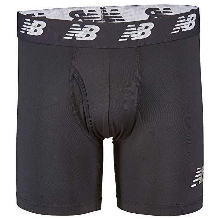 New Balance Men's 6 Boxer Brief Fly Front with Pouch, 3-Pack,  Black/Black/Black, Medium 