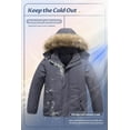 thumbnail image 5 of Chrisuno Boys Essential Winter Coat Heavyweight Fleece Jacket Cotton Windproof Windbreaker Ski Jacket Grey 4-5, 5 of 5